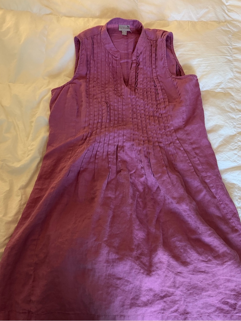 Sleeveless Pintuck Linen Dress in Plum by J.Jill